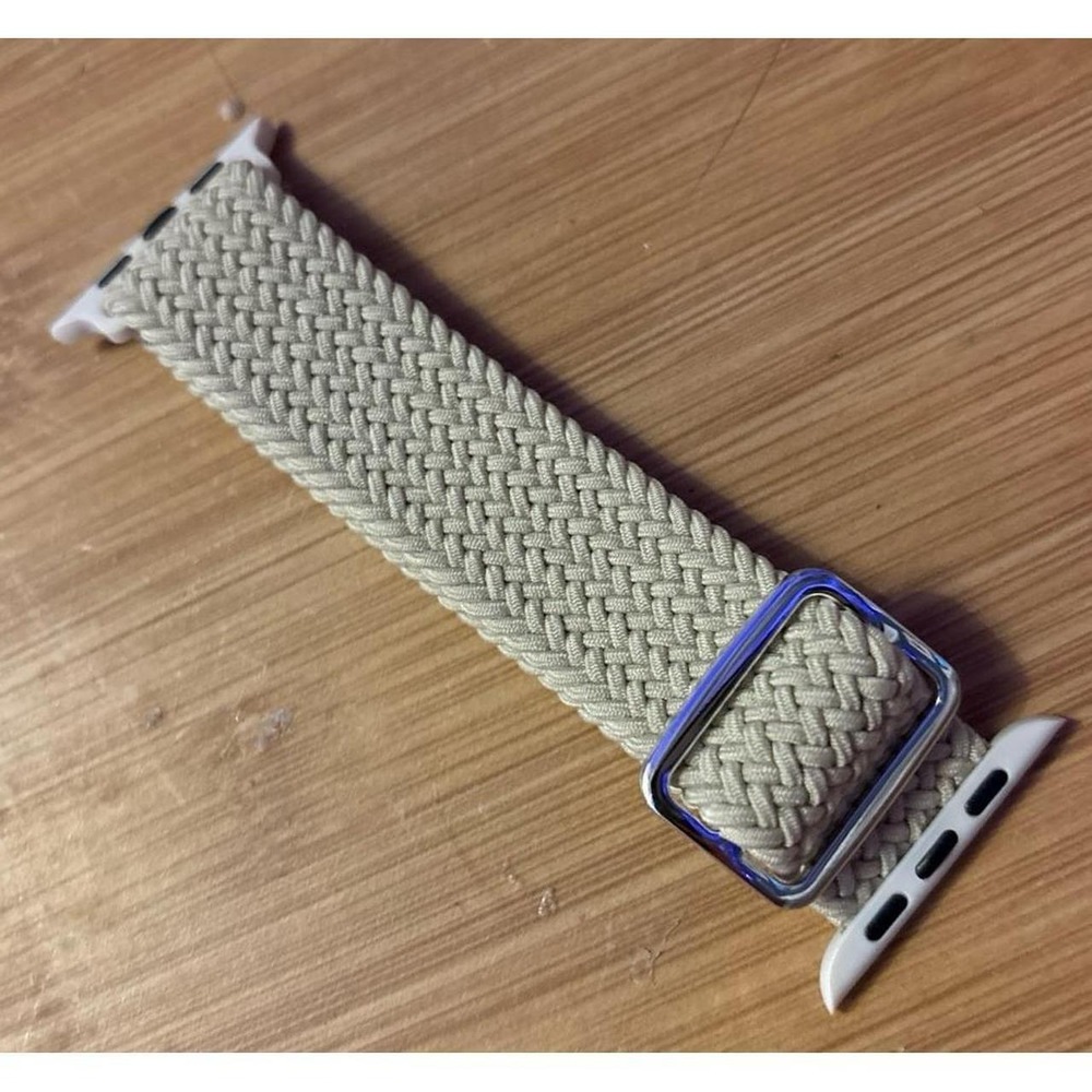 NEW Beige Braided Stretch Solo Loop Band for Apple Watch 42mm/44mm/45mm